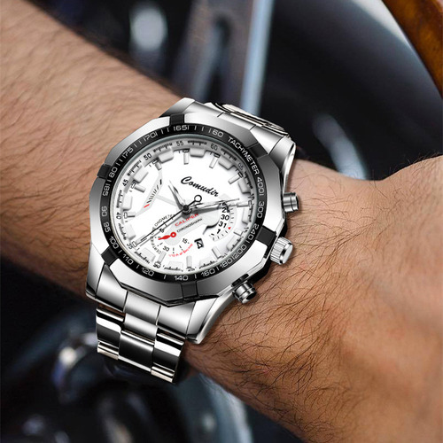 Reloj Para Hombre Con Correa De Acero Luminoso Impermeable