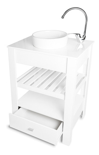 Vanitory 100% Laqueado Blanco 60cm Bacha Griferia Cuotas