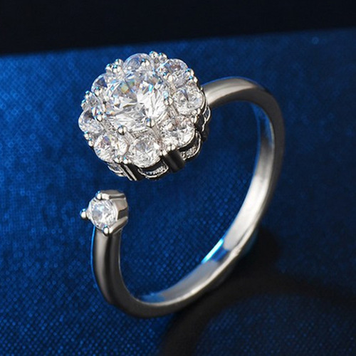 2 Peças Girando Noivado Casamento Zircônia Cúbica Anel