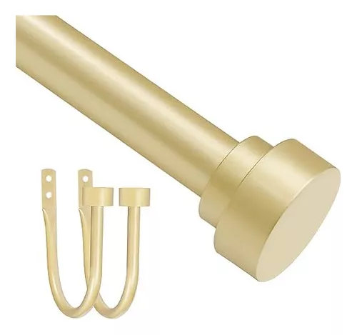 HIKAN – Barra de cortina dorada con 2 soportes para cortina, barra