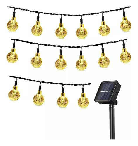 Guirnalda De Luces Solar Focos Exterior Jardin Impermeable