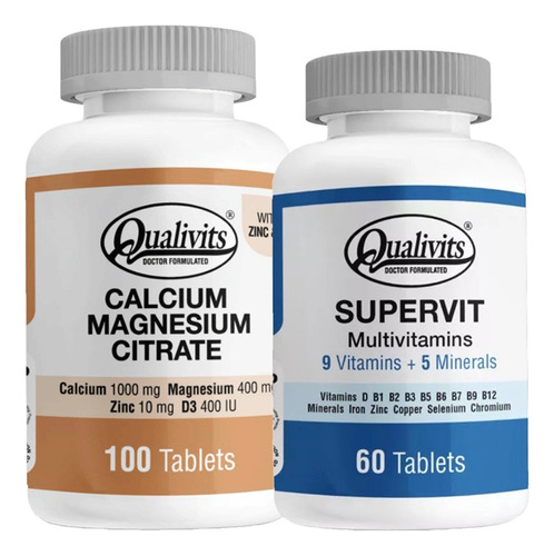 Calcio Magnesio Zinc Vitamina D3 + Multivitamínico Qualivits