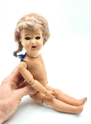 Muñeca Antigua De Madera Pasta Eidema - Juguete (Usado)