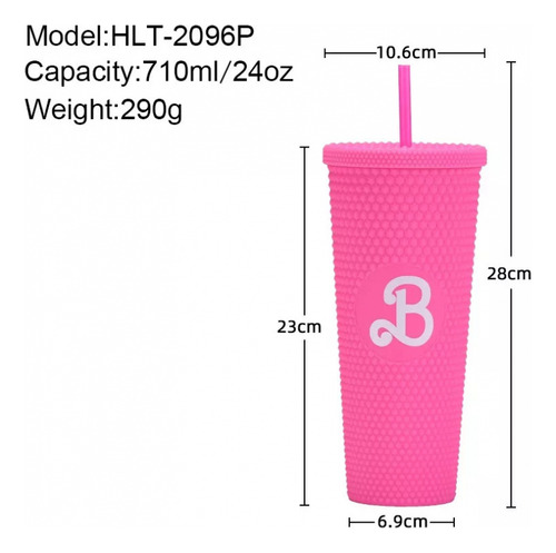 N Vaso Rosa De Barbie De 710 Ml Con Pajita, Barbies Movie