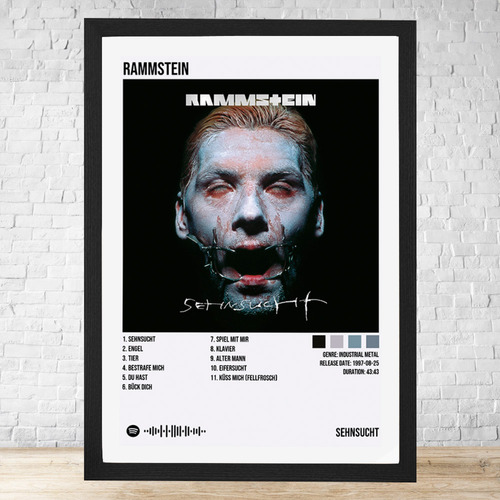 Cuadro Rammstein Sehnsucht 30x40 Con Vidrio Y Marco C303 Negro Moderno