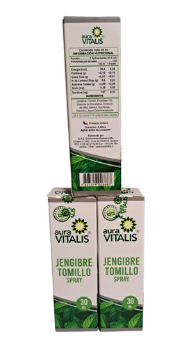 Pack 3 Spray Jengibre Tomillo 30ml C/u Tos Y Resfríos.