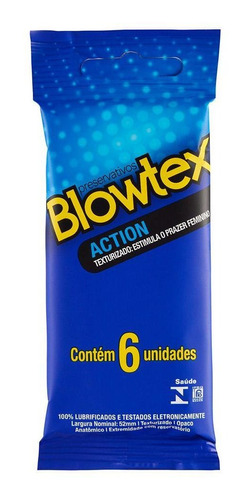Imagem 1 de 7 de Preservativo Blowtex Action C/ 6 Unidades