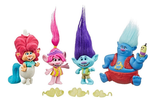 Imagen 1 de 2 de Set 4 Figuras Trolls 2 Gira Mundial Poppy Juguete Hasbro