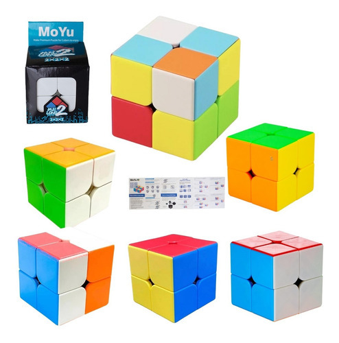 Kit 6 Cubo Mágico 2x2x2 Moyu Profissional Stickerle Cor Da Estrutura Stickerless