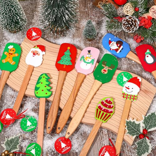 10 Espátulas De Silicona Navideñas Whaline - Espátula Con Di