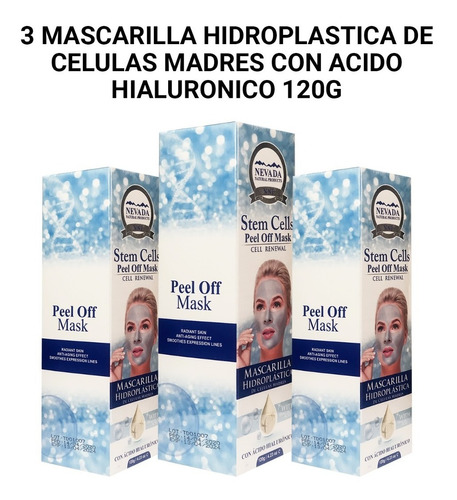 3 Mascarilla Hidroplastica De Celulas Madres Con Acido Hialu