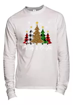 Comprar Playera M Larga Arbolitos De Colores Navidad