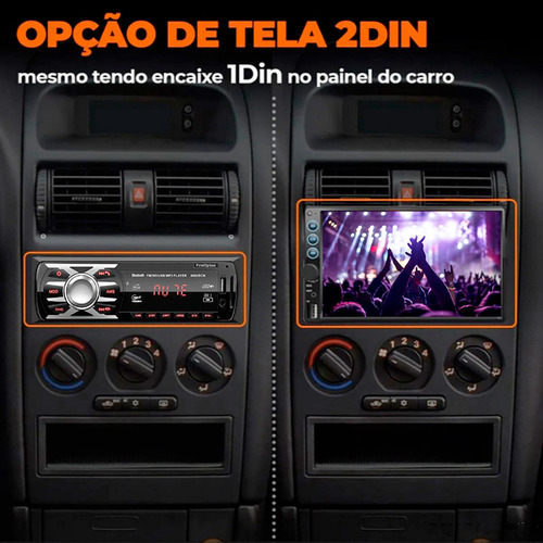 Central Multimídia Universal 1 Din Espelha Android Ios Usb
