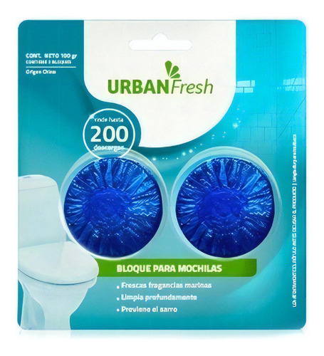 Urban Fresh Bloque Mochila De Inodoro 2u 200 Descargas C/u