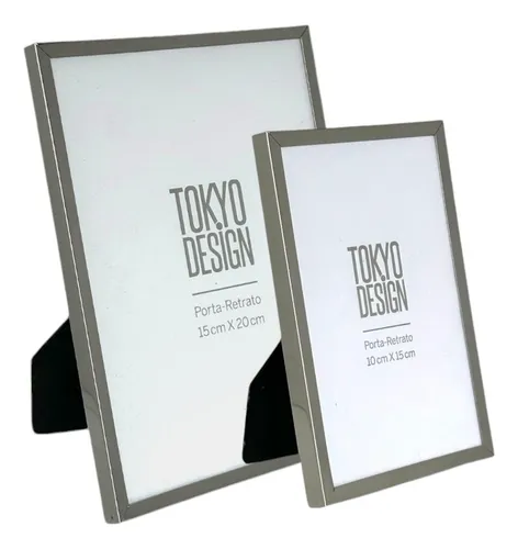 Kit Dois Porta Retratos Rosé Gold De Aço Inox E Vidro Luxe