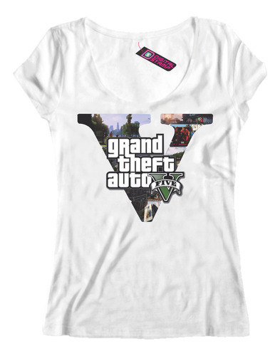 Remera Mujer Grand Theft Auto V Five 5 Ca81 Dtg Premium