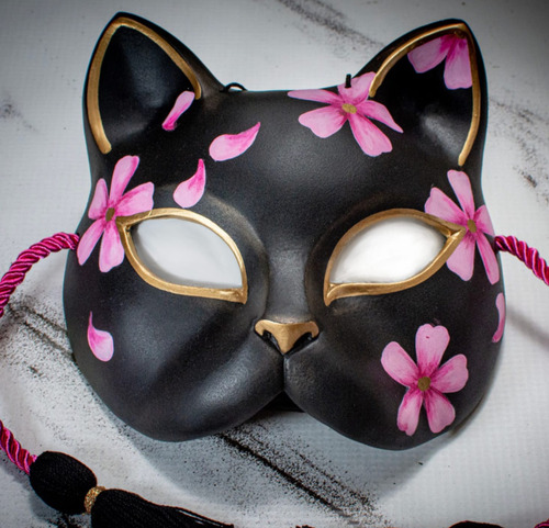 Máscara Sculpture Mask Neko Gato Decorativa