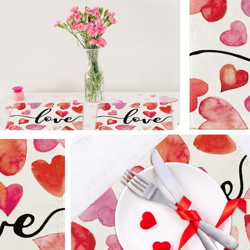 N 4pzs Manteles Individuales De Amor Para San Valentín Decor