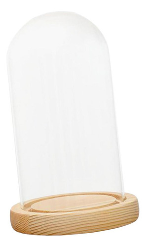 Cúpula De Vidrio Cloche Campana Frasco Base De Madera