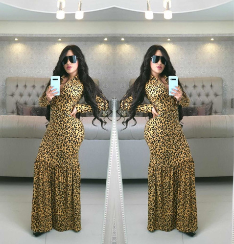 Hermoso Vestido De Dos Cortes Animal Print Con Cinto