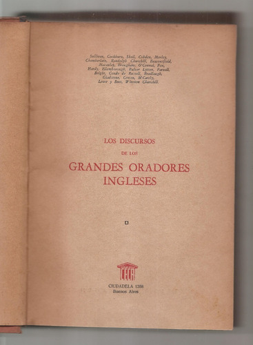Discursos De Los Grandes Oradores Ingleses Churchill 1945 (Usado)