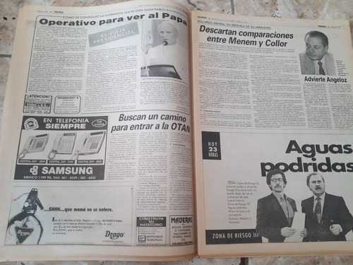 Diario Clarín Pinti Alcon Menem 6 10 1992 (Usado)