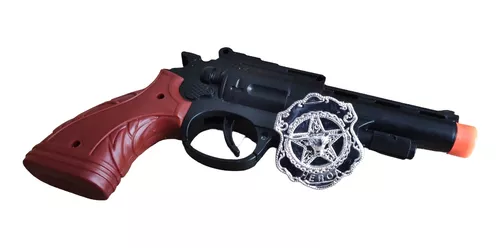 Arma Brinquedo Pistola Revolver 38 Com Distintivo Policial