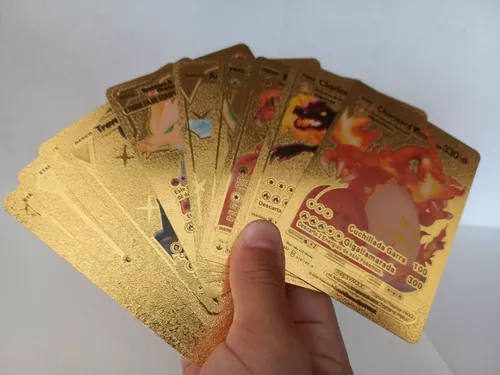 10 Cartas Pokemon Douradas Sem Repetidas