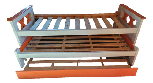 Cama Triple Nido Carro 1 Plaza Con Colchones Blanco Cama Nido (Usado)