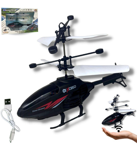 Helicóptero De Brinquedo Com Sensor - Preto