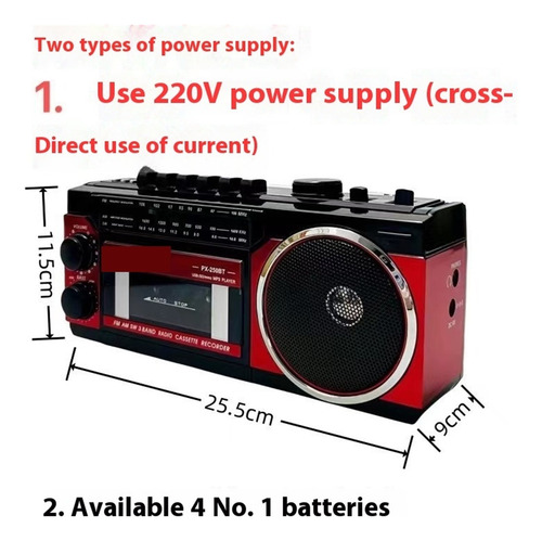 Radio Bluetooth Multibanda Con Alto Volumen, Reproductor De
