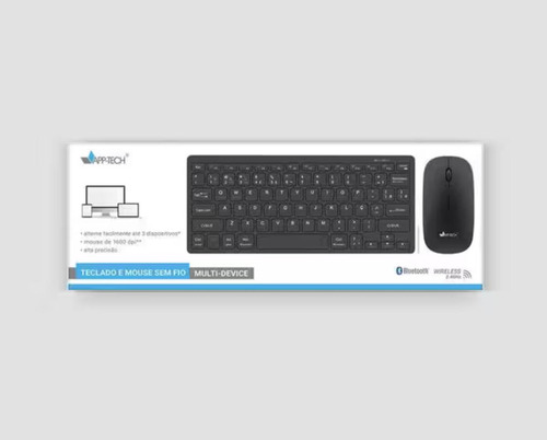 Kit Teclado E Mouse Sem Fio Abnt2 Preto Kmwb350 App-tech