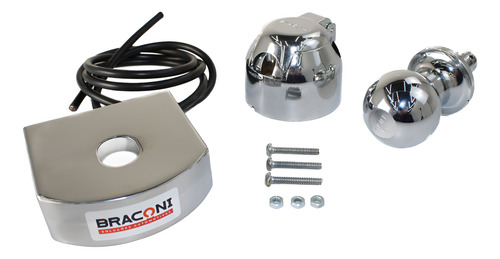 Kit Capa Inox 100mm Esfera Cromada 50mm Tomada Abs 6 Polos
