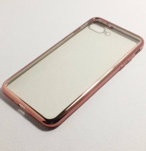 Funda Para iPhone 7 Plus Transparente Borde Metalizado Pink