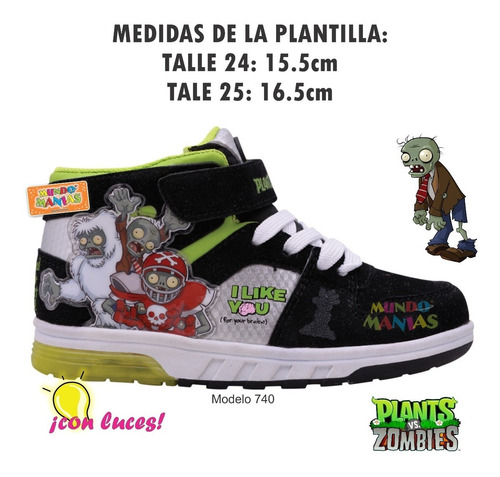 Imagen 2 de 8 de Zapatillas Botitas Plantas Vs. Zombies Con Luces Orig Footy