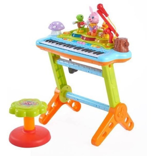 Piano Infantil Organo Teclado Banco Microfono Luz Melodias 