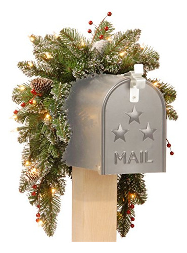 National Tree 3 Foot Glittery Mountain Spruce Mailbox U4psd