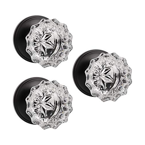 (3 Pack Diamond Crystal Glass Interior Door Knobs Nonlo...