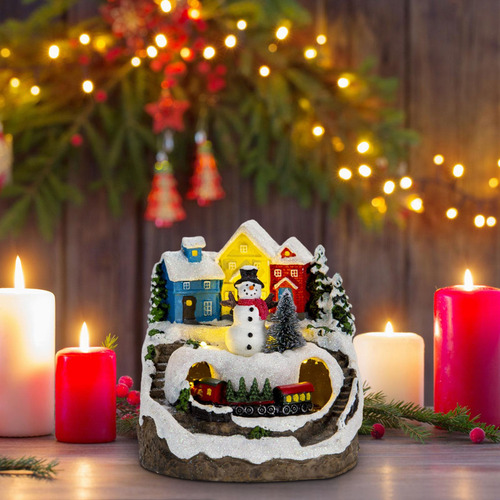 Figura De De Casa Navideña Con Luz Led, Paisaje En