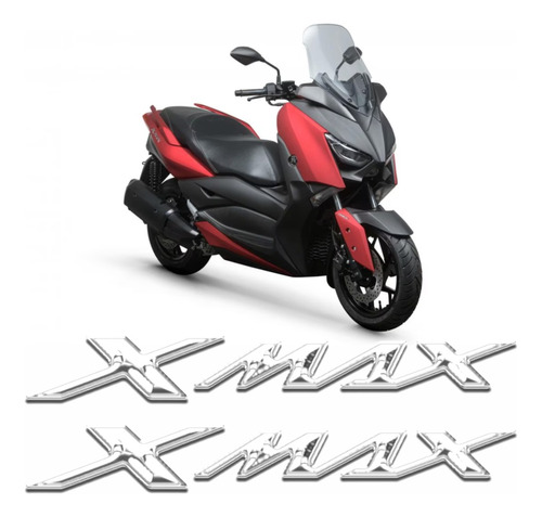 Par Adesivo Emblema Scooter Yamaha Xmax 2020 A 2023 Cromado