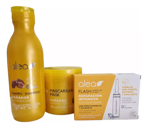 Alea Reparación Intensiva Dañado Shampoo + Mask + Ampolletas
