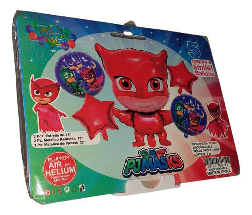 Globo Metalizado .:: Set Pj Mask Owlette V1 ::. C/5