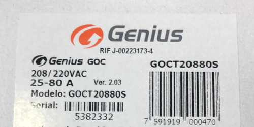 Rele Protector De Motores Trif. Goct 20880s 208/220 25-80amp