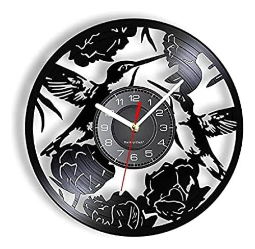 Reloj De Pared Calado Madera Diseño Colibrí Picaflor 30cm