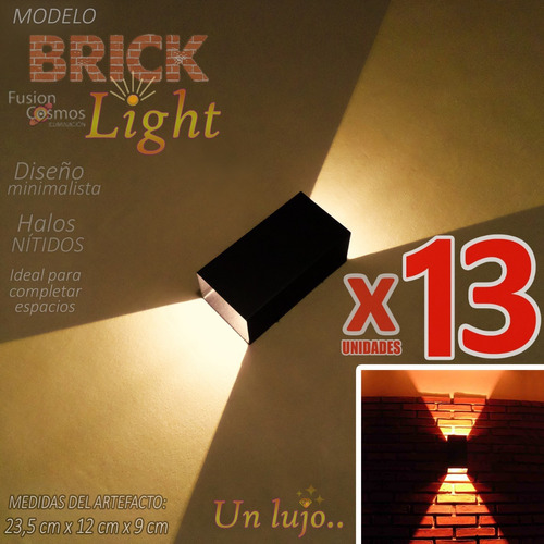 Aplique Pared Interior Hierro Luz Moderna Brillante X13u Difusor Super Brillante Difusor Luz Interna Indirecta Pared Fx