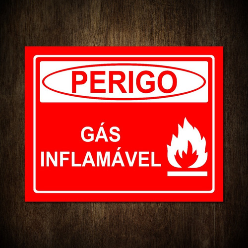 Adesivo Perigo Gás Inflamável - Sinalização Cuidado 18x23cm