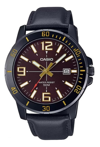 Reloj Casio Hombre Mtp-vd01bl-2b Correa De Piel Con Fechador