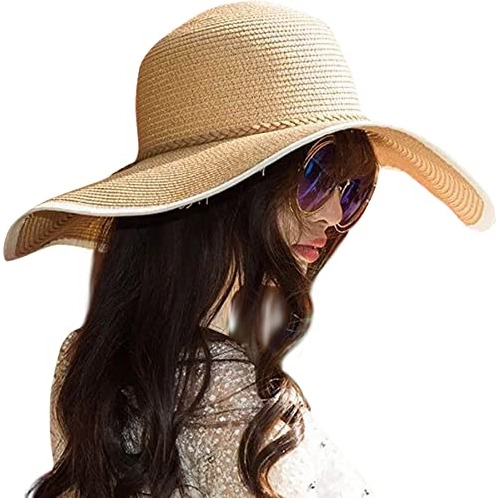 Sombrero De Paja Para Mujer Con Ala Ancha Plegable