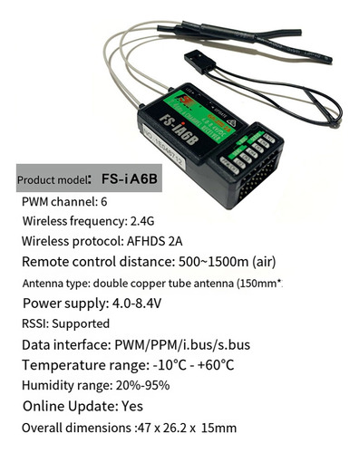 Modelo De Receptor Adecuado Para Fuse T6 I6 2.4g Fs-ia6b 6