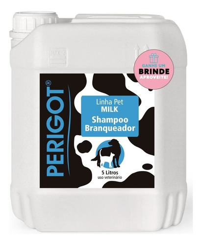 Shampoo Milk Branqueador 5 Litros Perigot Cães Gatos Pet